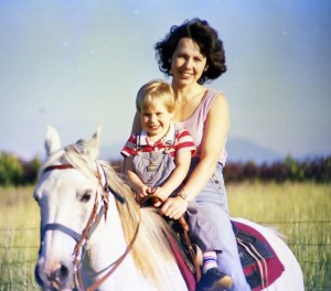 Joey so delighted to ride with Mommy!